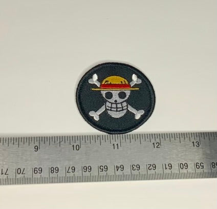 Jolly Roger Straw Hat Pirate 2" round embroidered patch